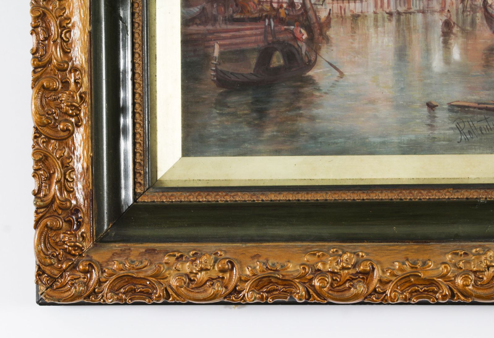 Antique Oil On Canvas Painting Of  Venice By Alfred Pollentine 19th Century photo vinterior