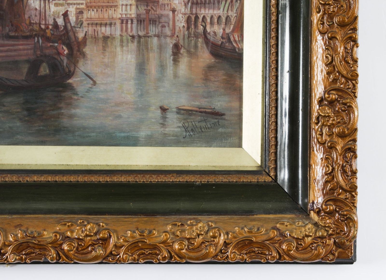 photo furniture Antique Oil On Canvas Painting Of  Venice By Alfred Pollentine 19th Century