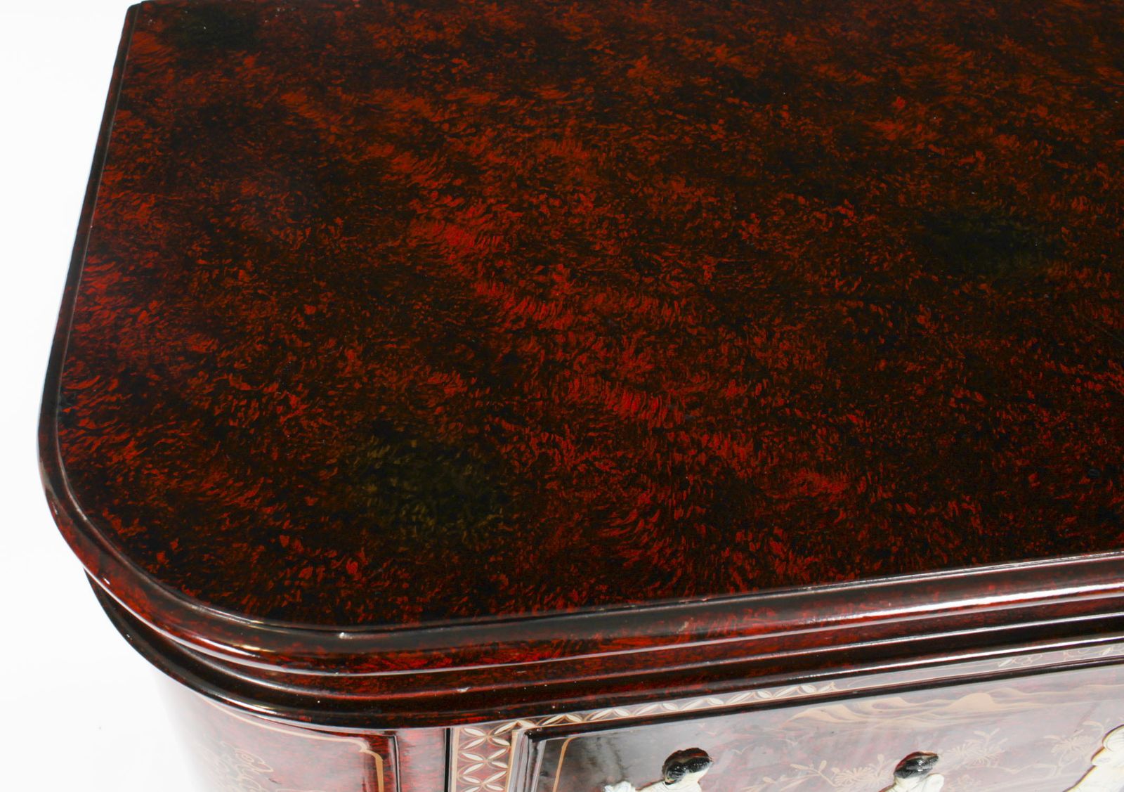 photo for sale Vintage Japanese Burgundy Lacquered Cocktail Cabinet Dry Bar & Glasses 20th C