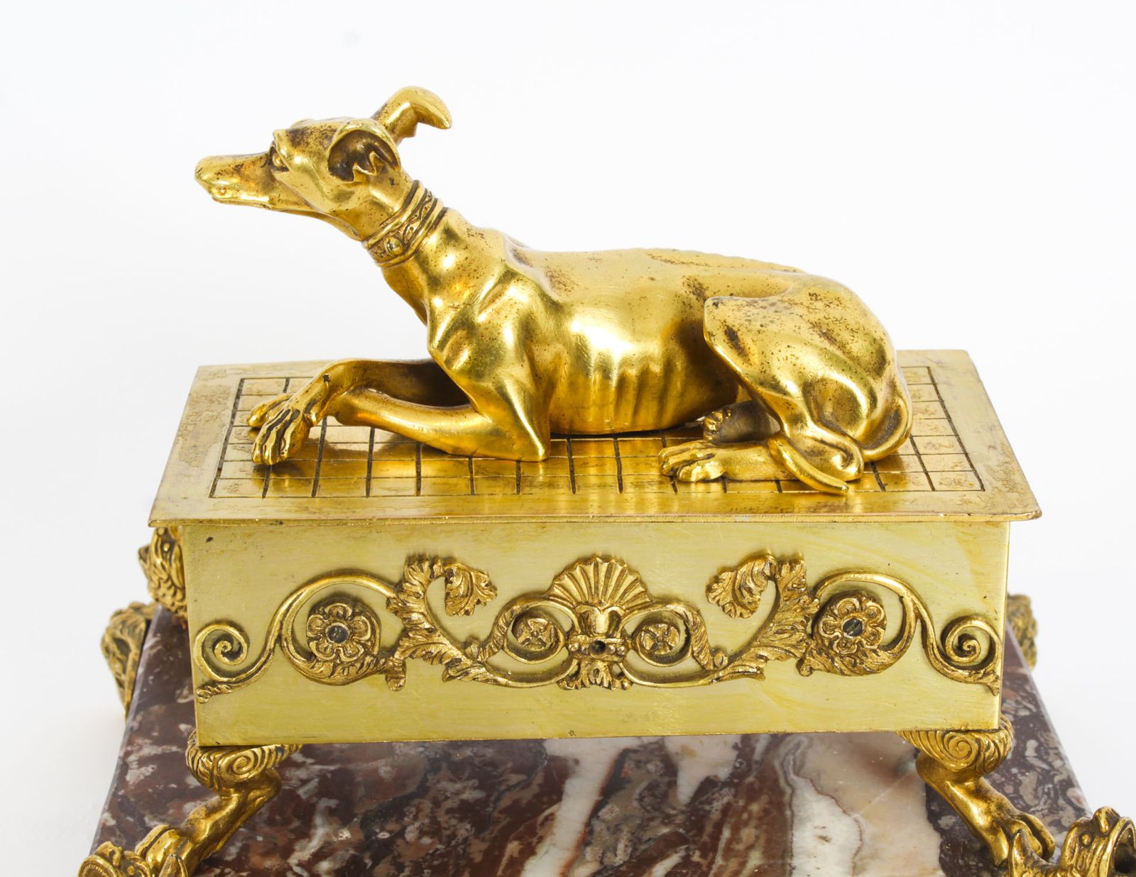 Antique French Ormolu & Marble Casket 19th C photo for sale