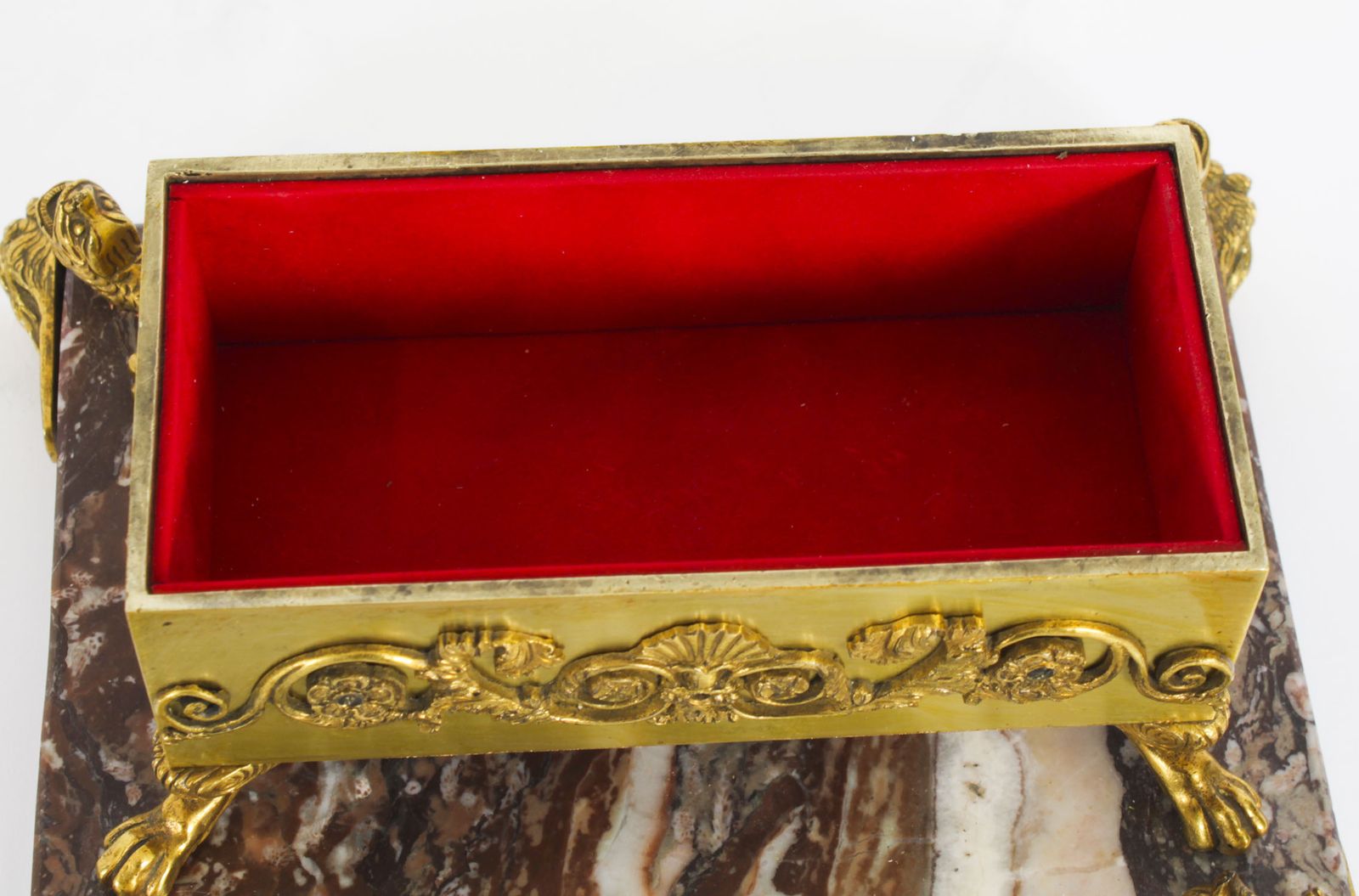Art Antique French Ormolu & Marble Casket 19th C photo