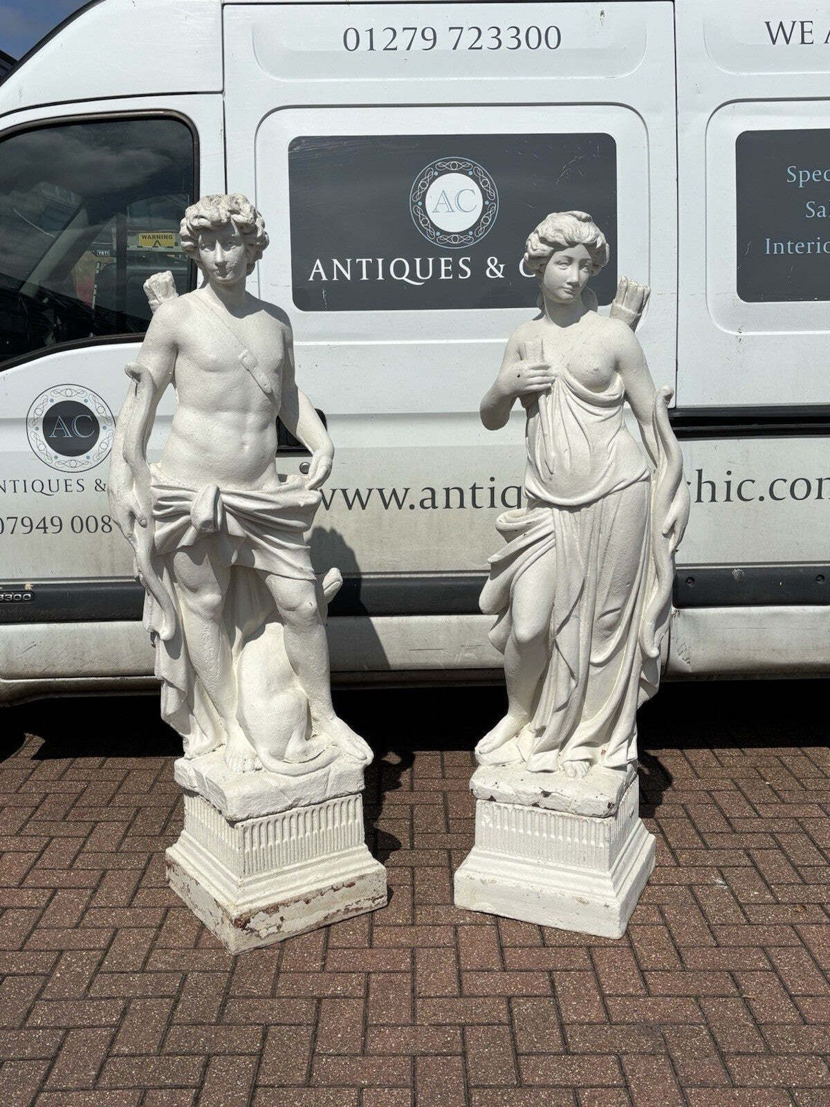 Pair Of Classical Diana & The Hunter Garden Statues On Based. Large In Size photo furniture