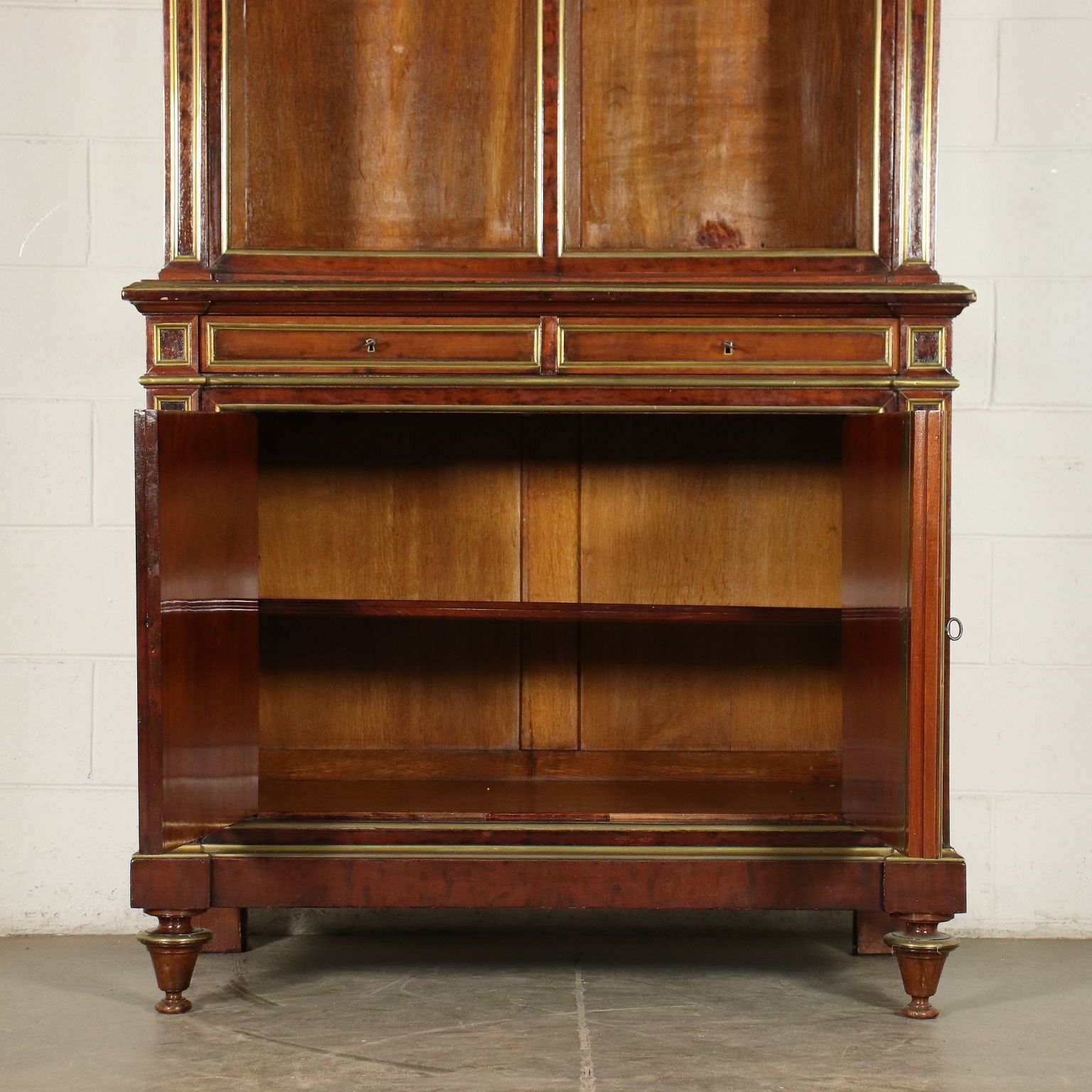 Bookcase Empire Mahogany Veneer Sessile Oak France Early 19th Century. photo vintage