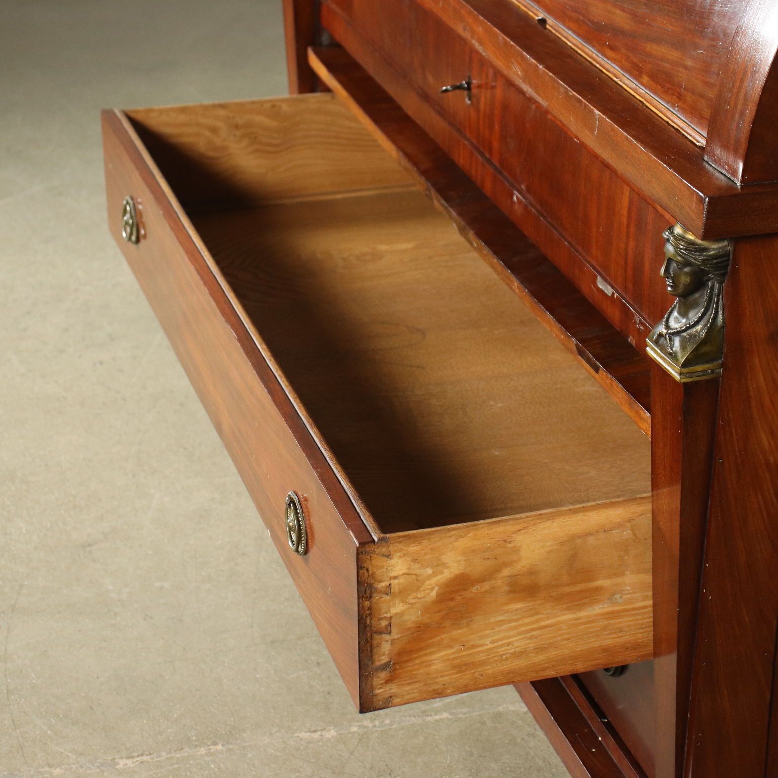 photo vintage Empire Desk Chestnut Mahogany Italy XIX Century