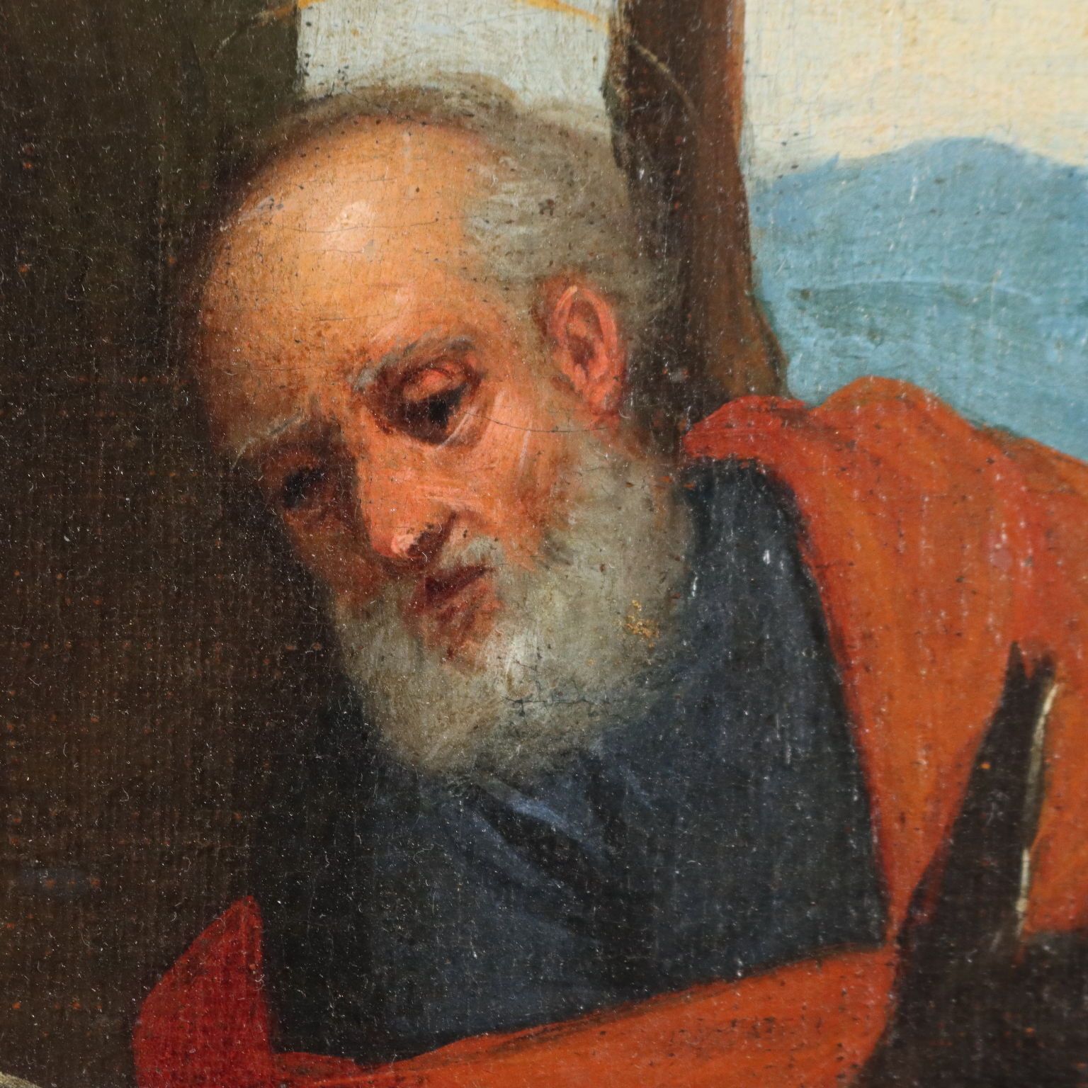 Antique Painting Religious Subject Oil On Canvas XVIII Century photo vintage