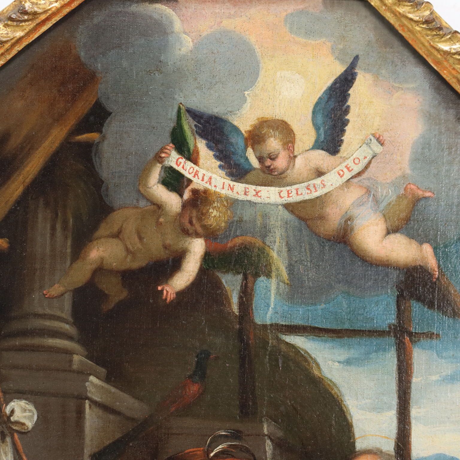 photo furniture Antique Painting Religious Subject Oil On Canvas XVIII Century