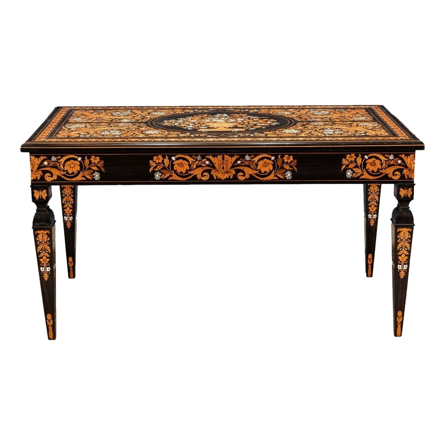 Antique Table Attr. To Luigi And Angiolo Falcini Chestnut Italy'800