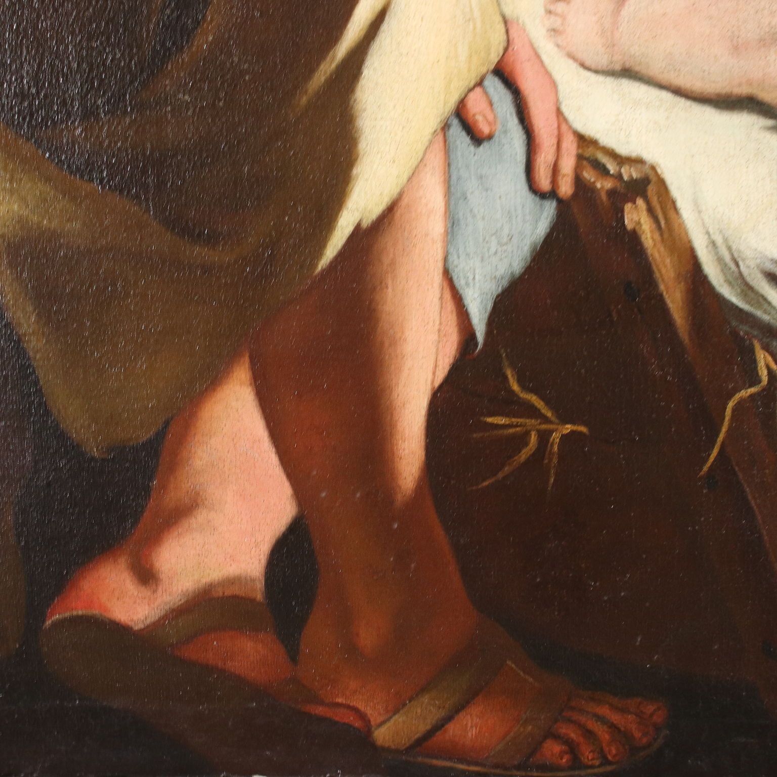 Adoration Of Jesus Child Oil On Canvas Italy XVII Century photo buy