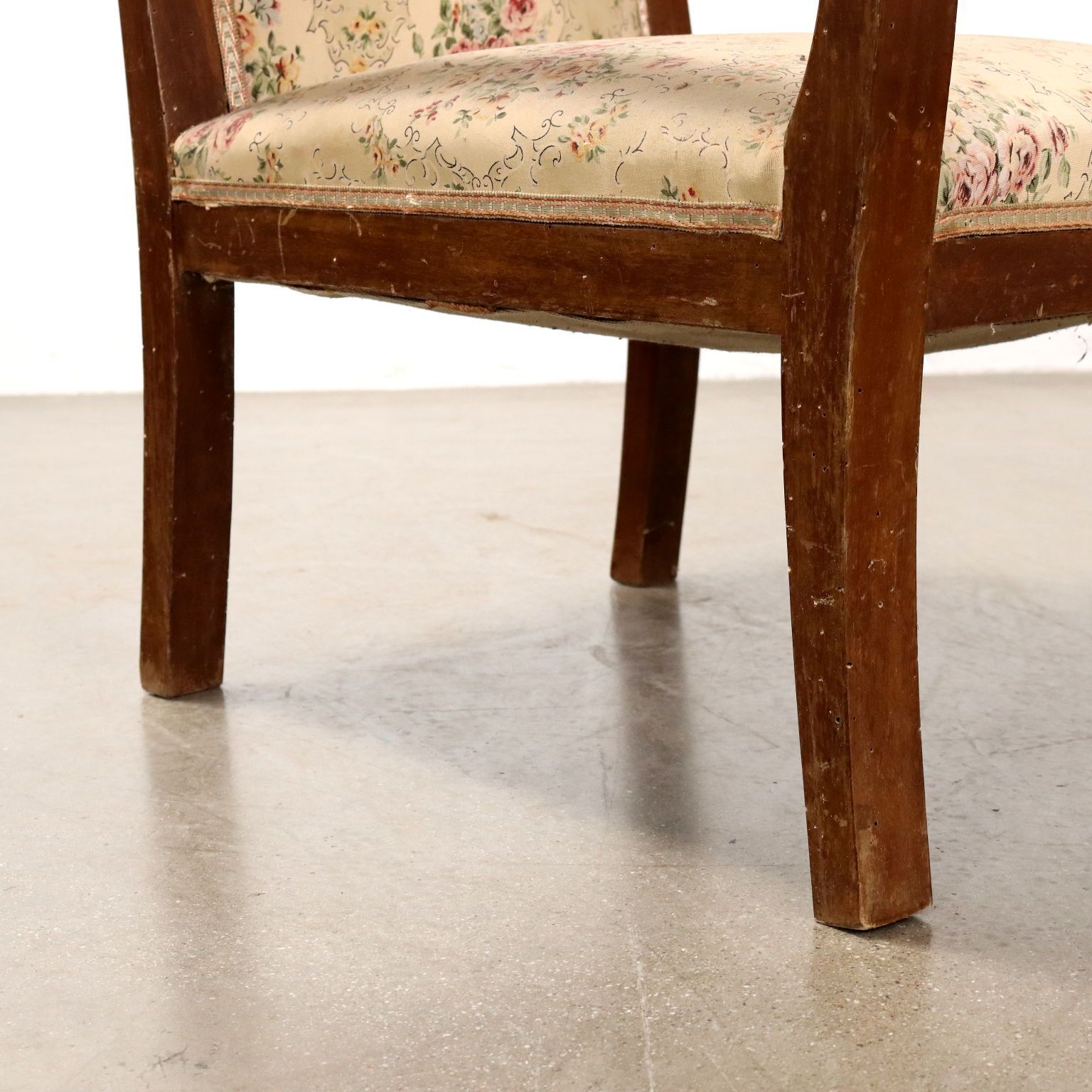 Antique Deco Armchairs Walnut Fabric Italy XX Century photo vinterior