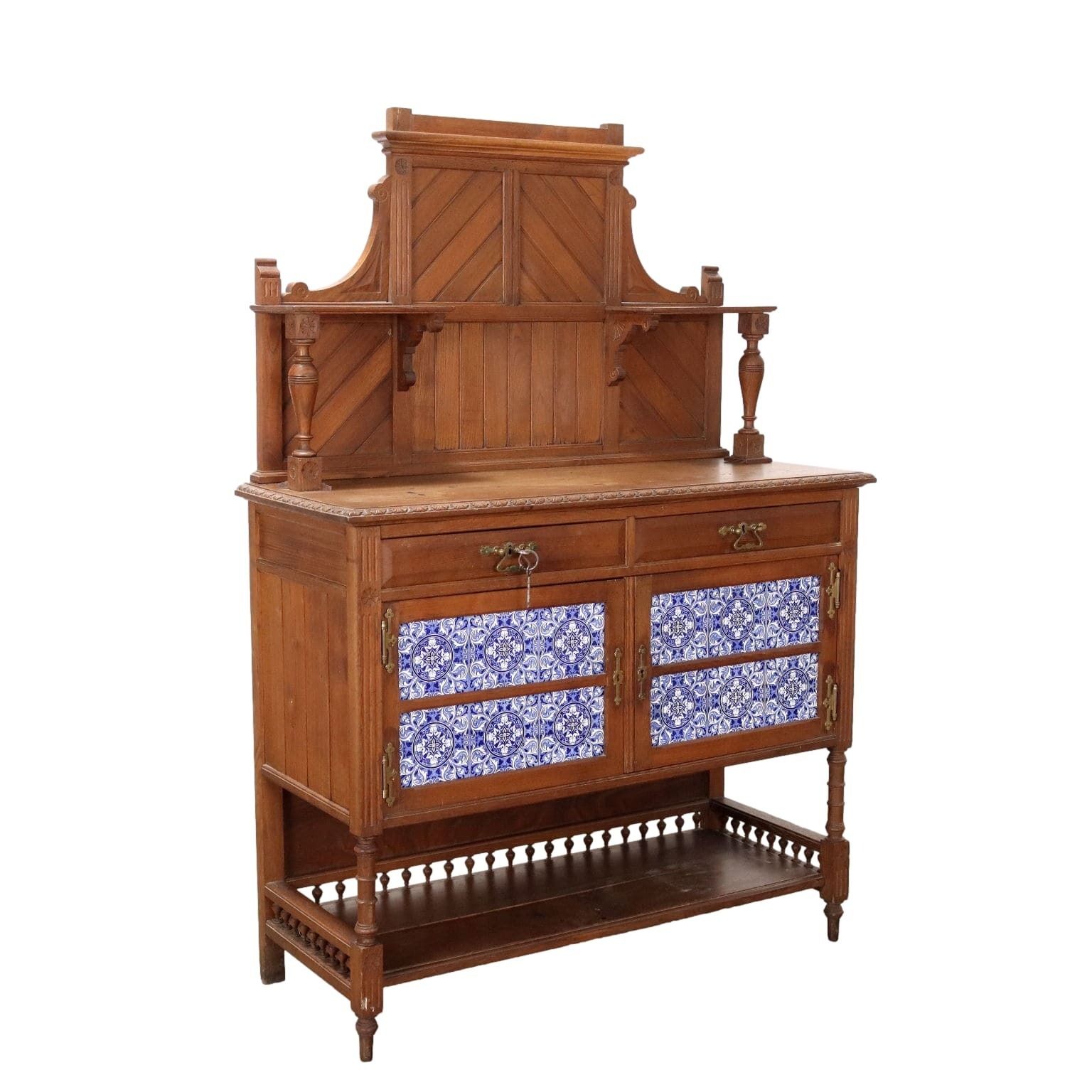 Cupboard Art Nouveau Oak 2 Drawers XX Century