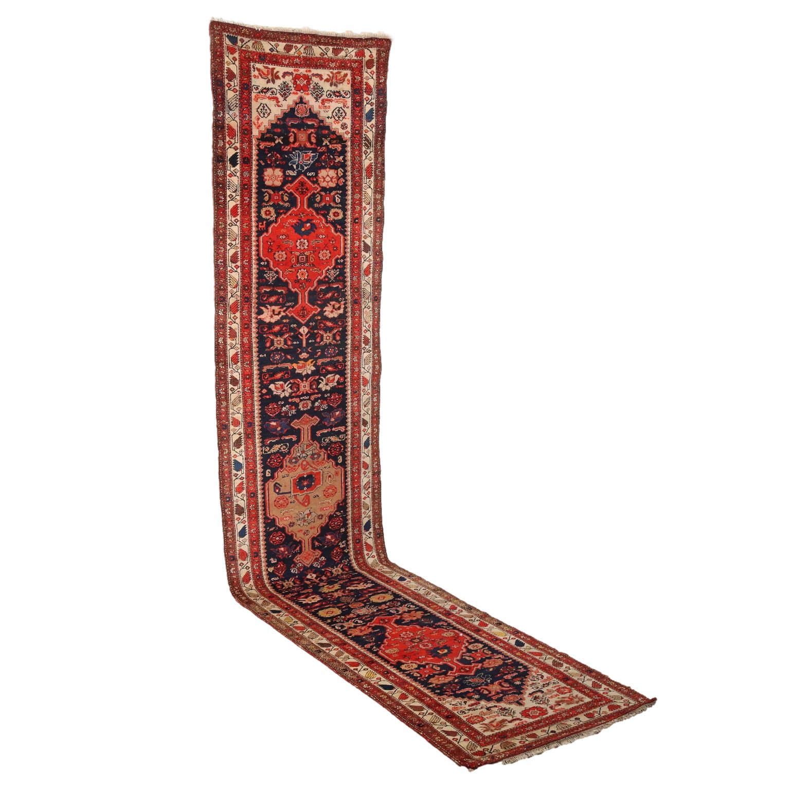 Antique Asian Carpet Cotton Wool Heavy Knot 201 X 39 In
