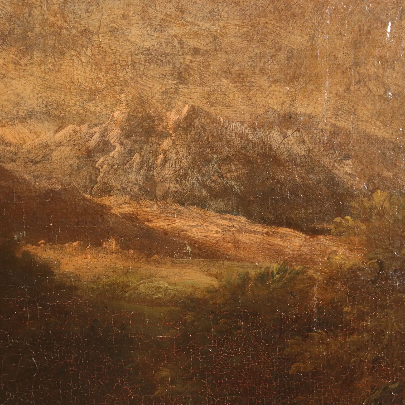 photo furniture Painting Landscape With Figures And Herds Oil On Canvas XVIII Century