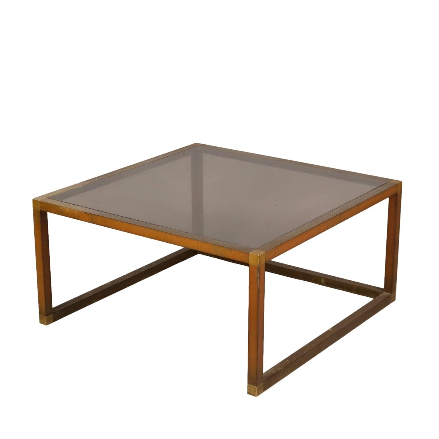 Vintage Coffee Table Brass Glass Italy 1960s 1970s