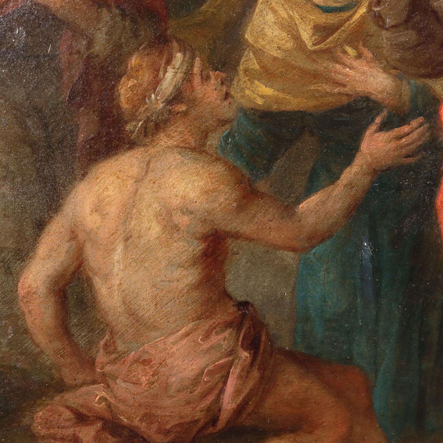 Ancient Painting Healing Scene '600 Oil On Copper photo 7420.0