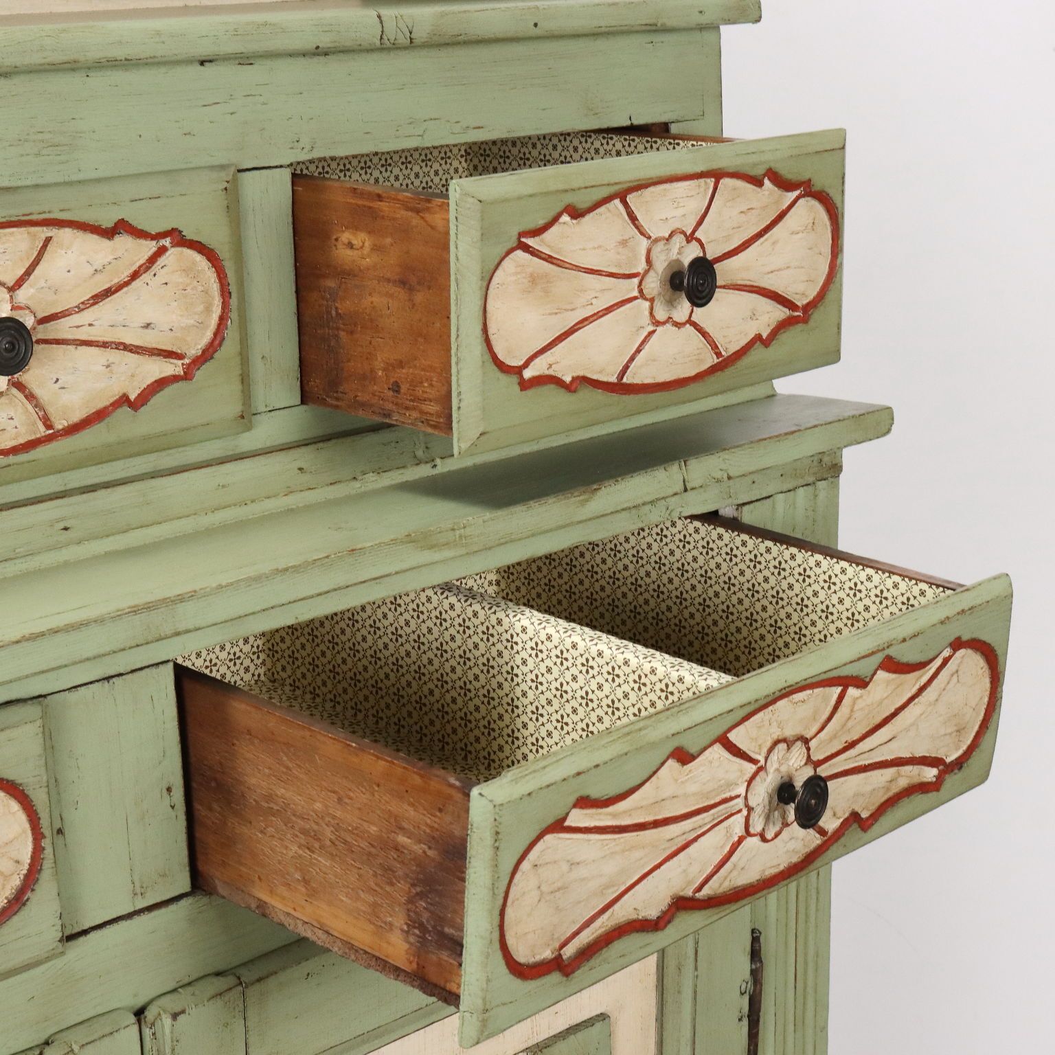 Ancien Double Top Cupboard Baroque Fir Italy XX Century photo for sale