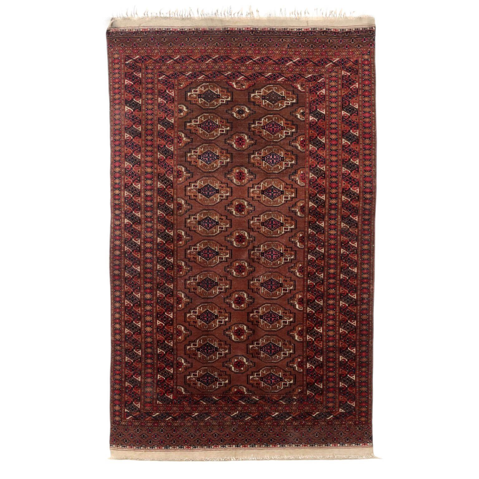 Antique Bukhara Carpet Wool Thin Knot Turkmenistan 75 X 47 In