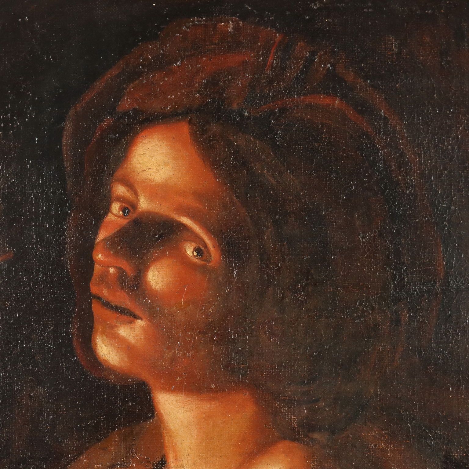 Antique Painting Young Man With A Pipe Oil On Canvas XVIII Century photo for sale