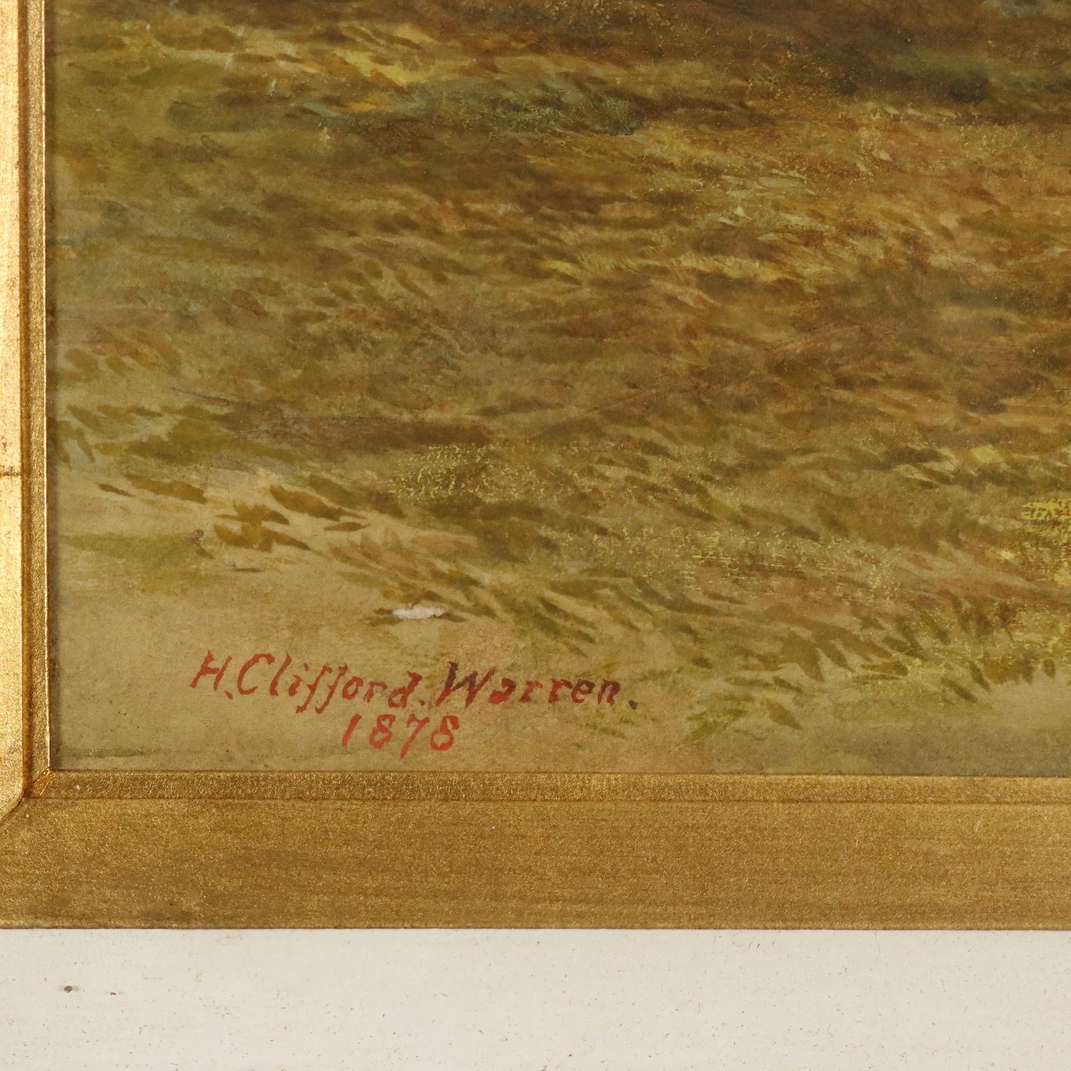 Antique Painting H. Clifford Warren Watercolour And Pencil 1878 photo vintage