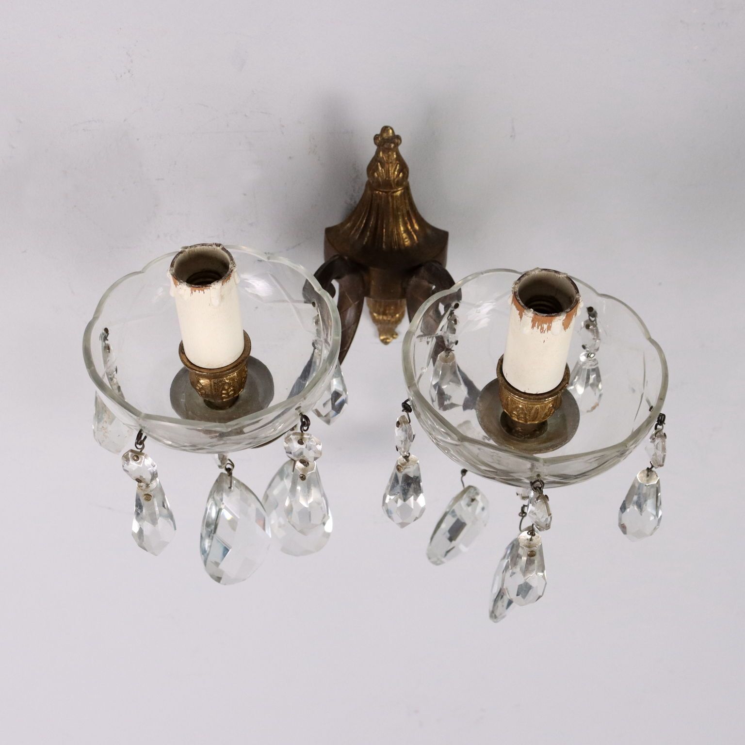 Pair Of Antique Wall Lamps Gilded Bronze Italy XX Century photo 260.0