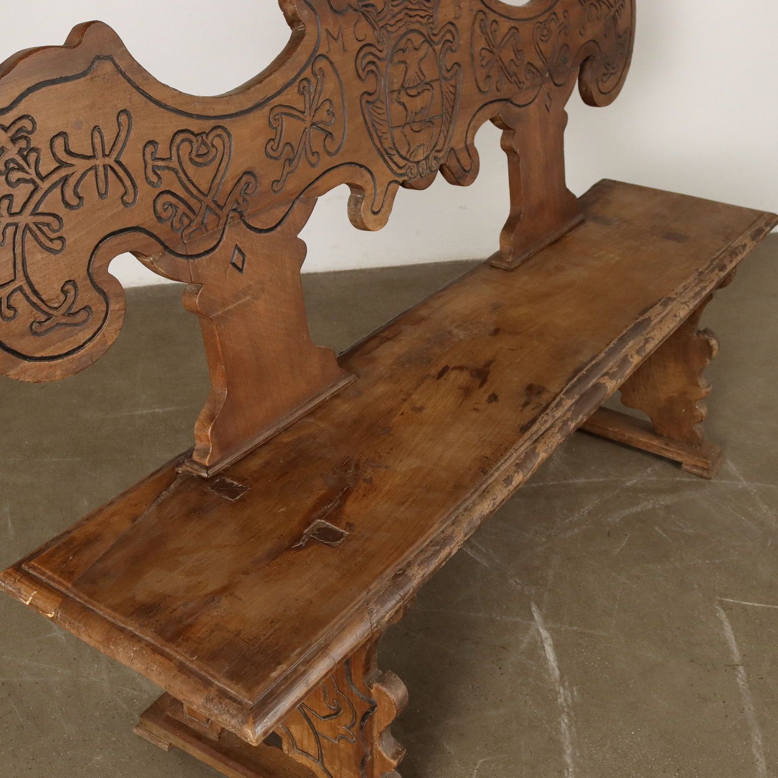 Antique Baroque Bench Walnut Italy XVIII Century photo Furniture