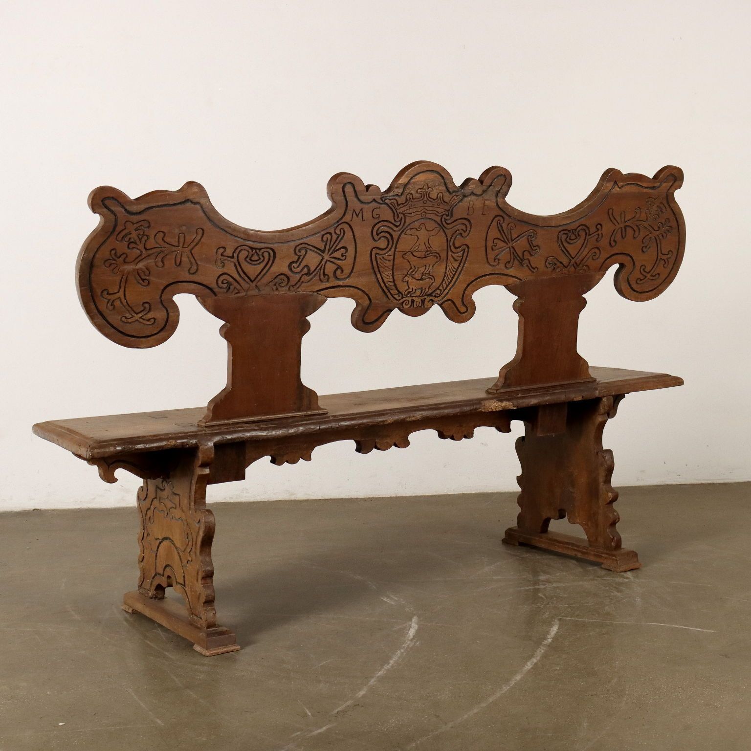 photo for sale Antique Baroque Bench Walnut Italy XVIII Century