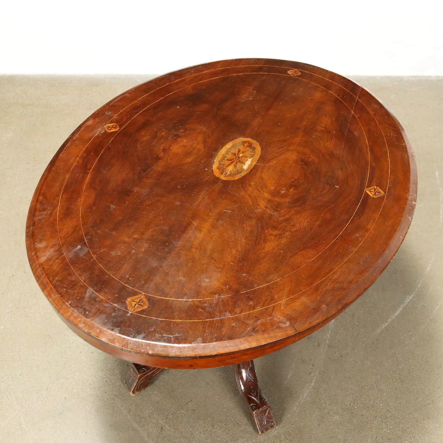 Antique Table Walnut Veneer Italy XIX Century photo for sale
