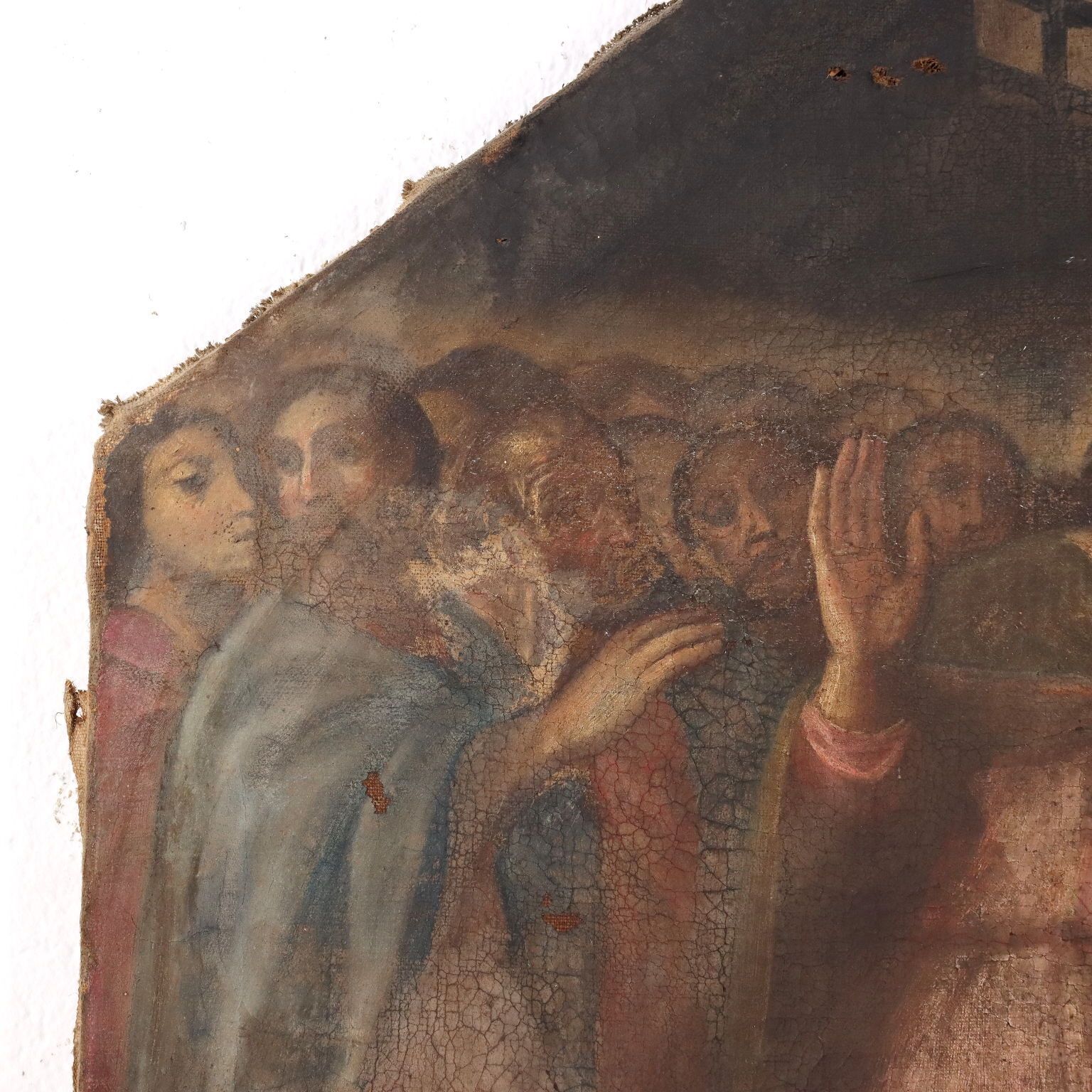 Antique Painting Religious Subject Oil On Canvas Italy XVII Century photo vinterior