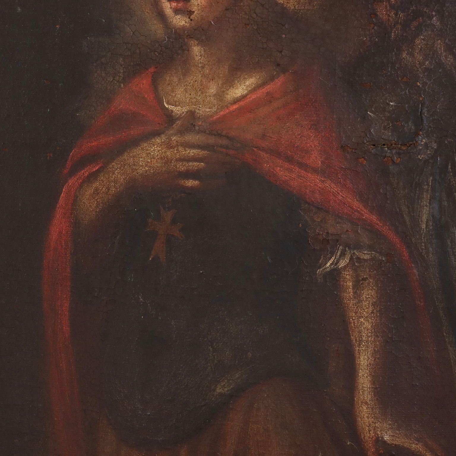 Antique Painting Religious Subject Oil On Canvas Italy XVII Century photo vintage