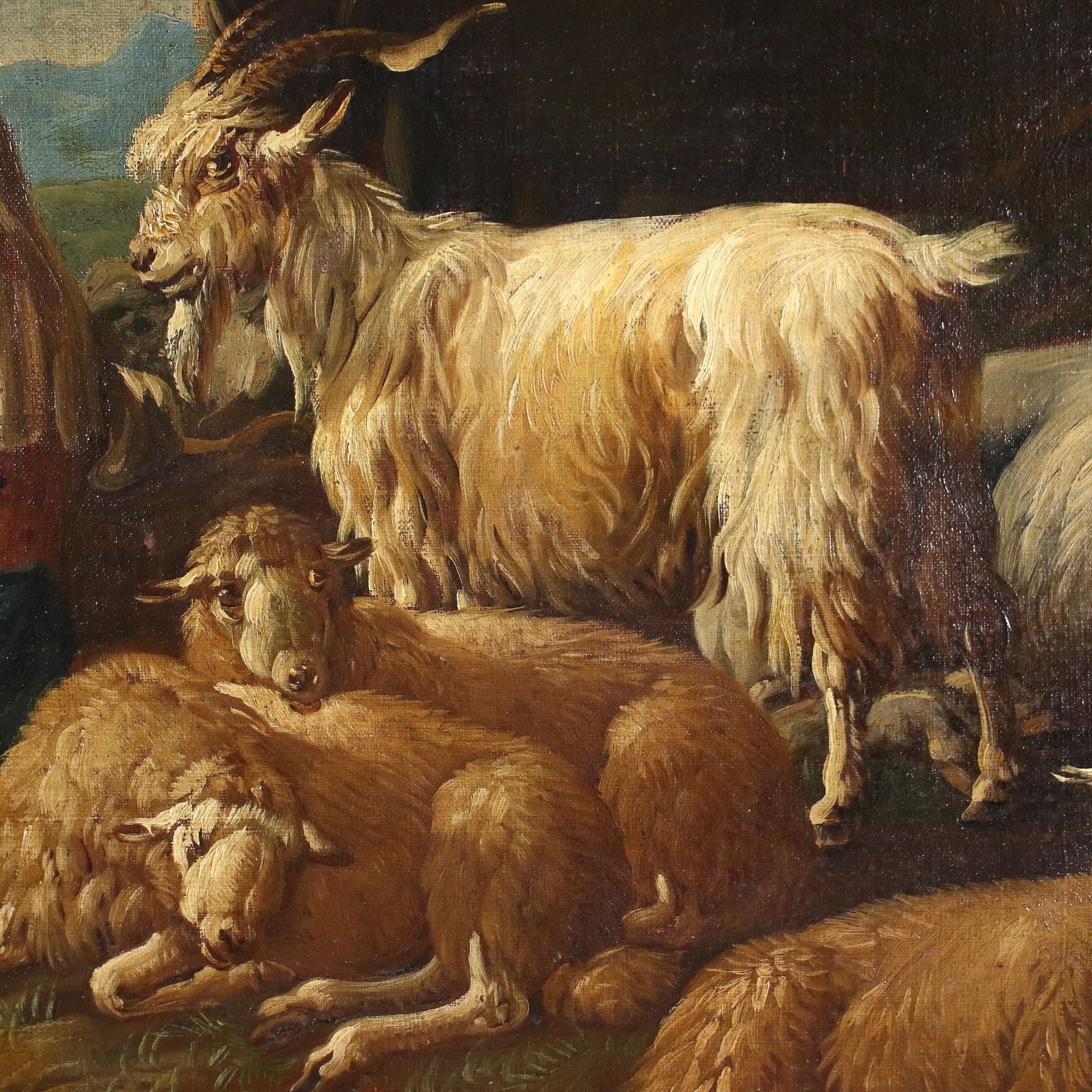 Antique Painting Landscape Shepherds Oil On Canvas XVII Century photo 3960.0