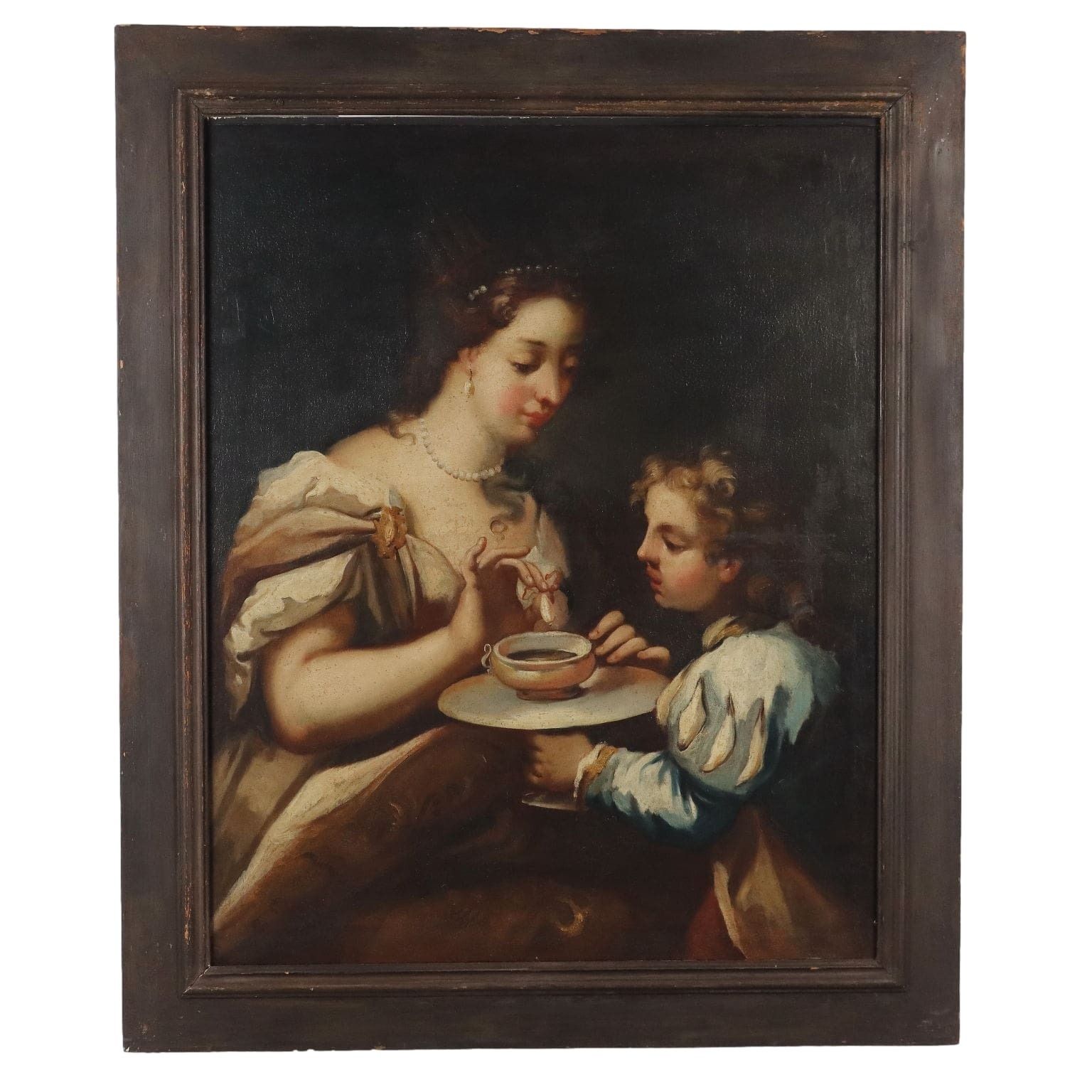 Antique Painting Historical Subject Oil On Canvas XVII Century