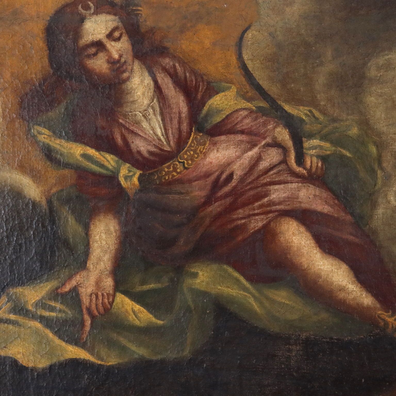 Antique Painting Religious Subject Oil On Canvas XVII Century photo Art