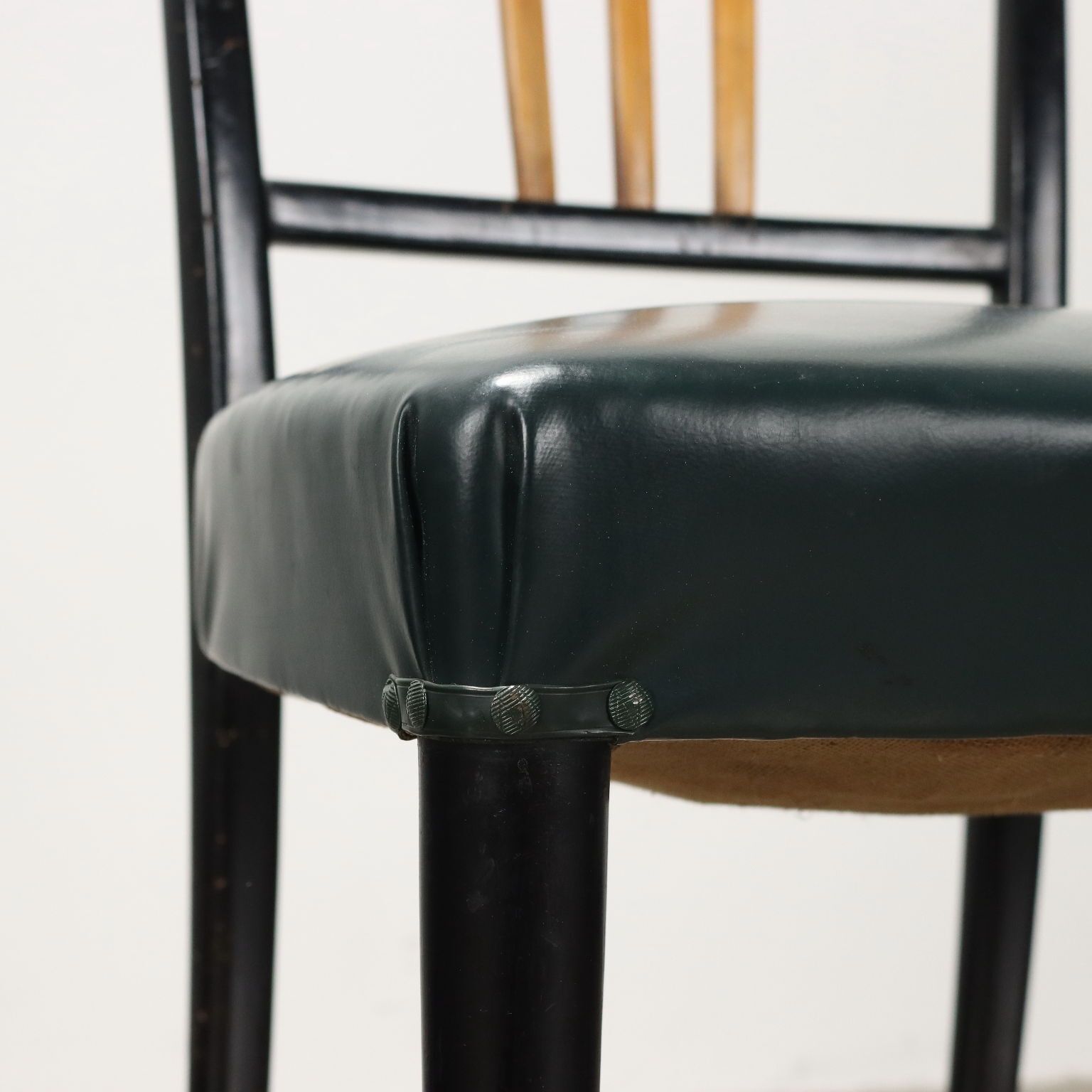Vintage Chairs Wood Leatherette Italy 1950s photo vinterior
