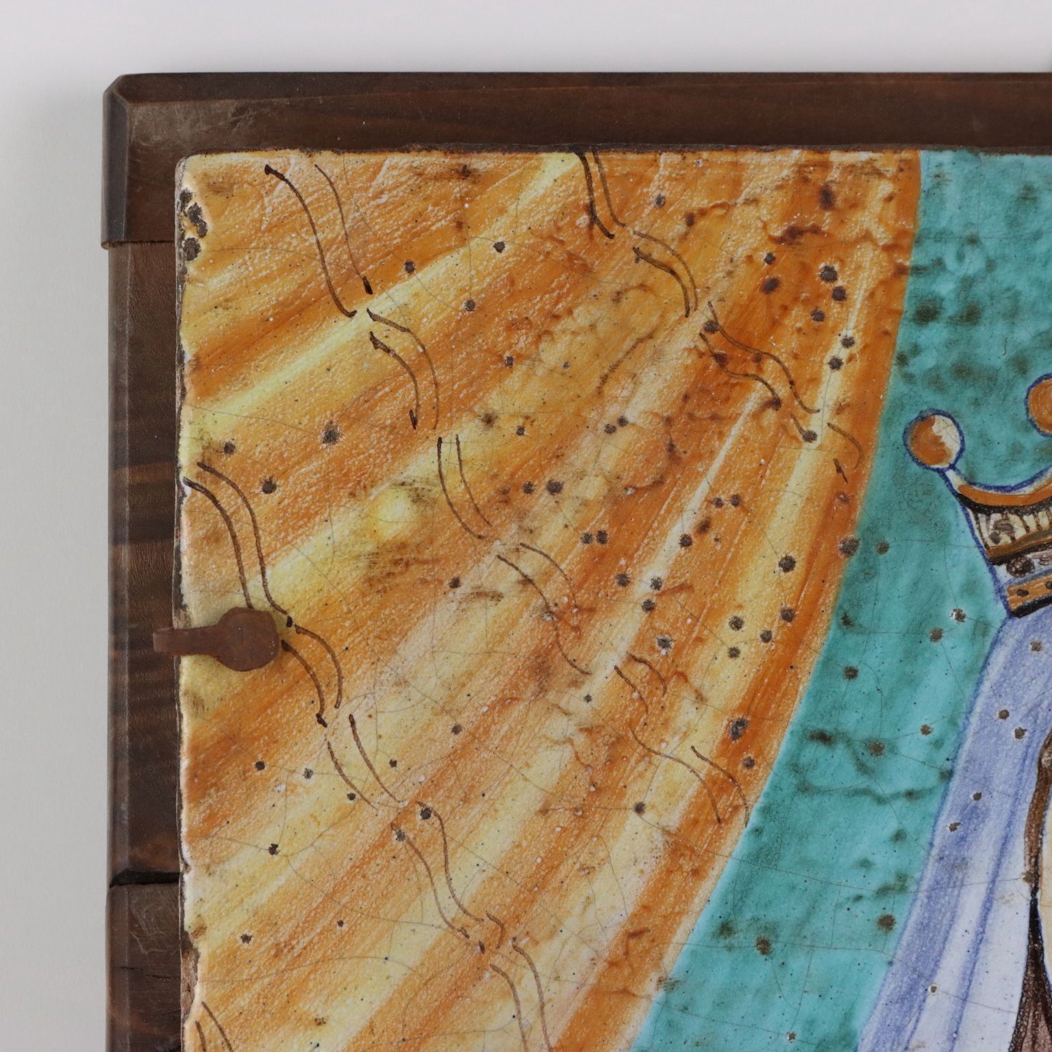 Antique Painting Majolica Wood Religious Subject Italy XX Century photo vinterior