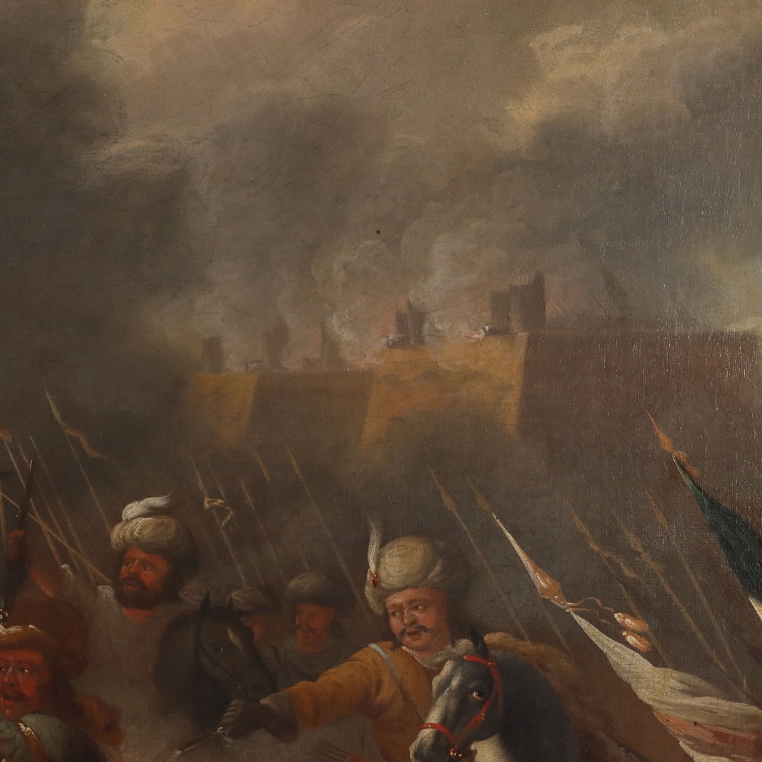 Antique Painting Battle Scene Oil On Canvas XVIII Century photo buy