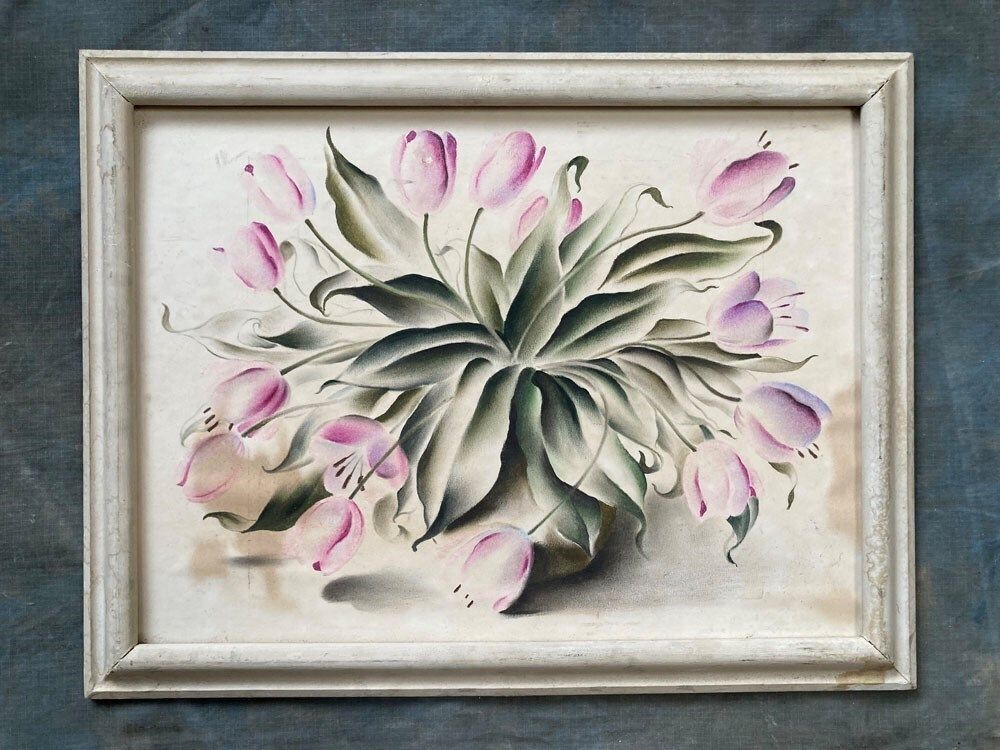 'Pink Tulips'   Still Life Painting By Frederick Roberts Johnson