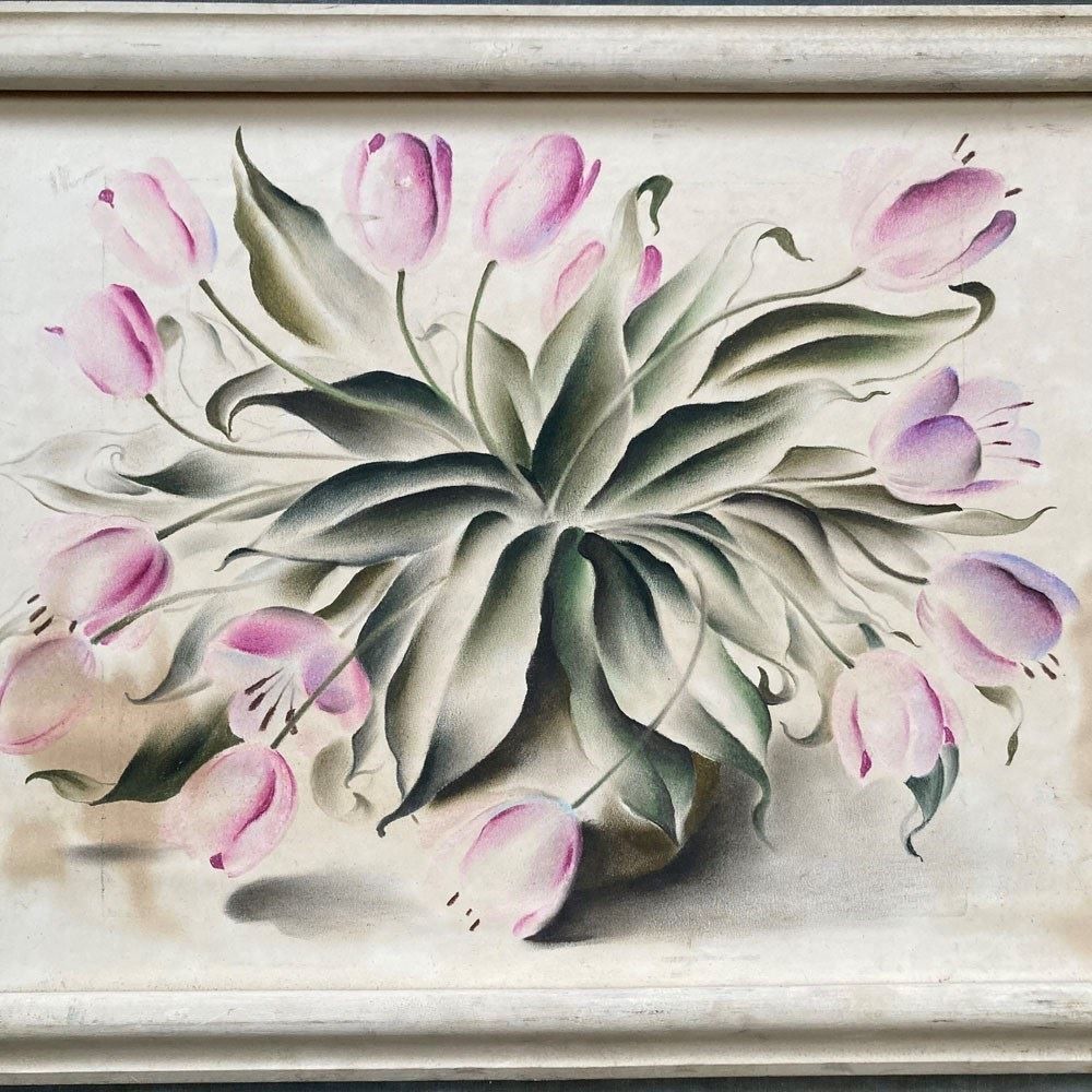 'Pink Tulips'   Still Life Painting By Frederick Roberts Johnson photo 420.0