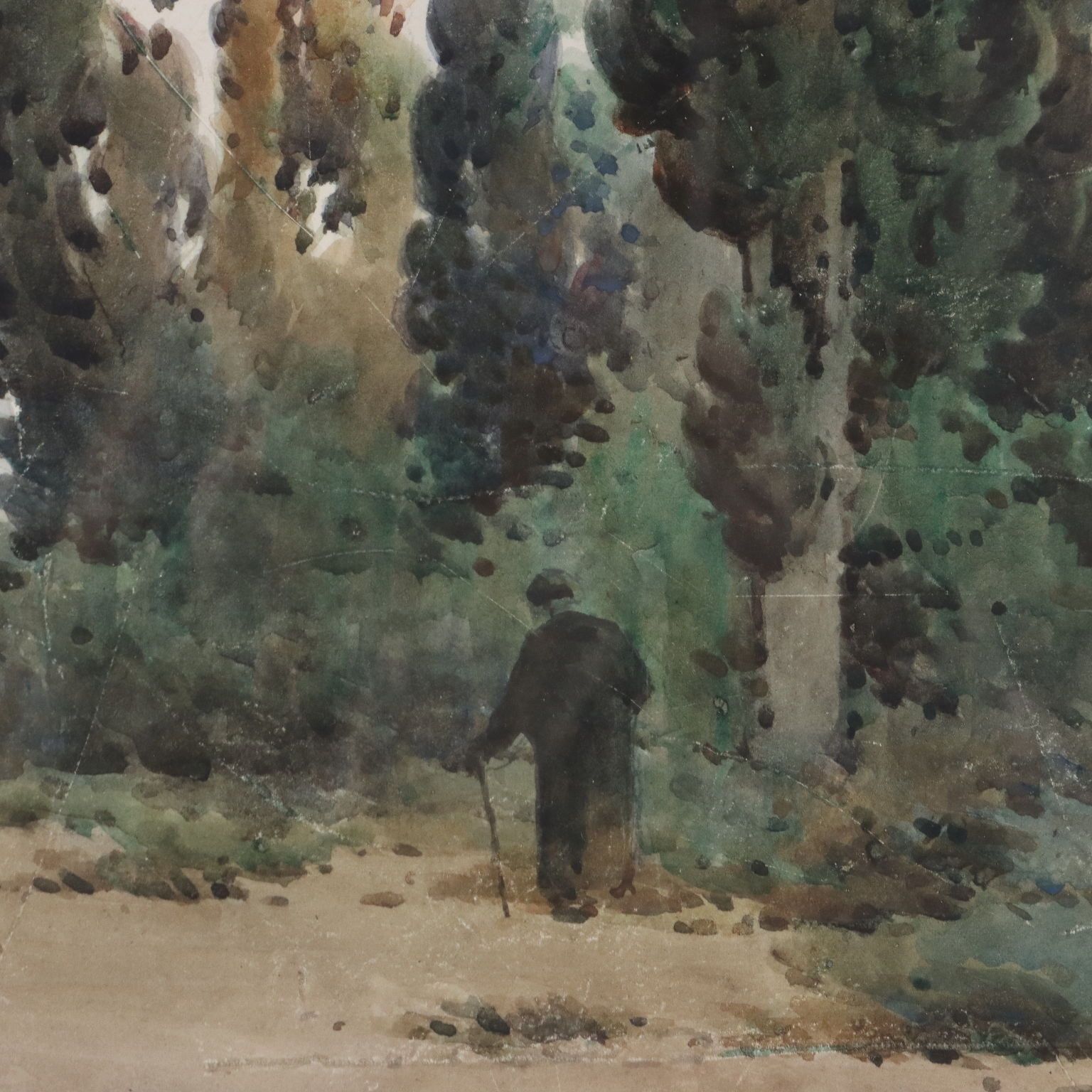 Antique Painting Signed Angelos Giallinas Watercolor On Paper '800 photo for sale
