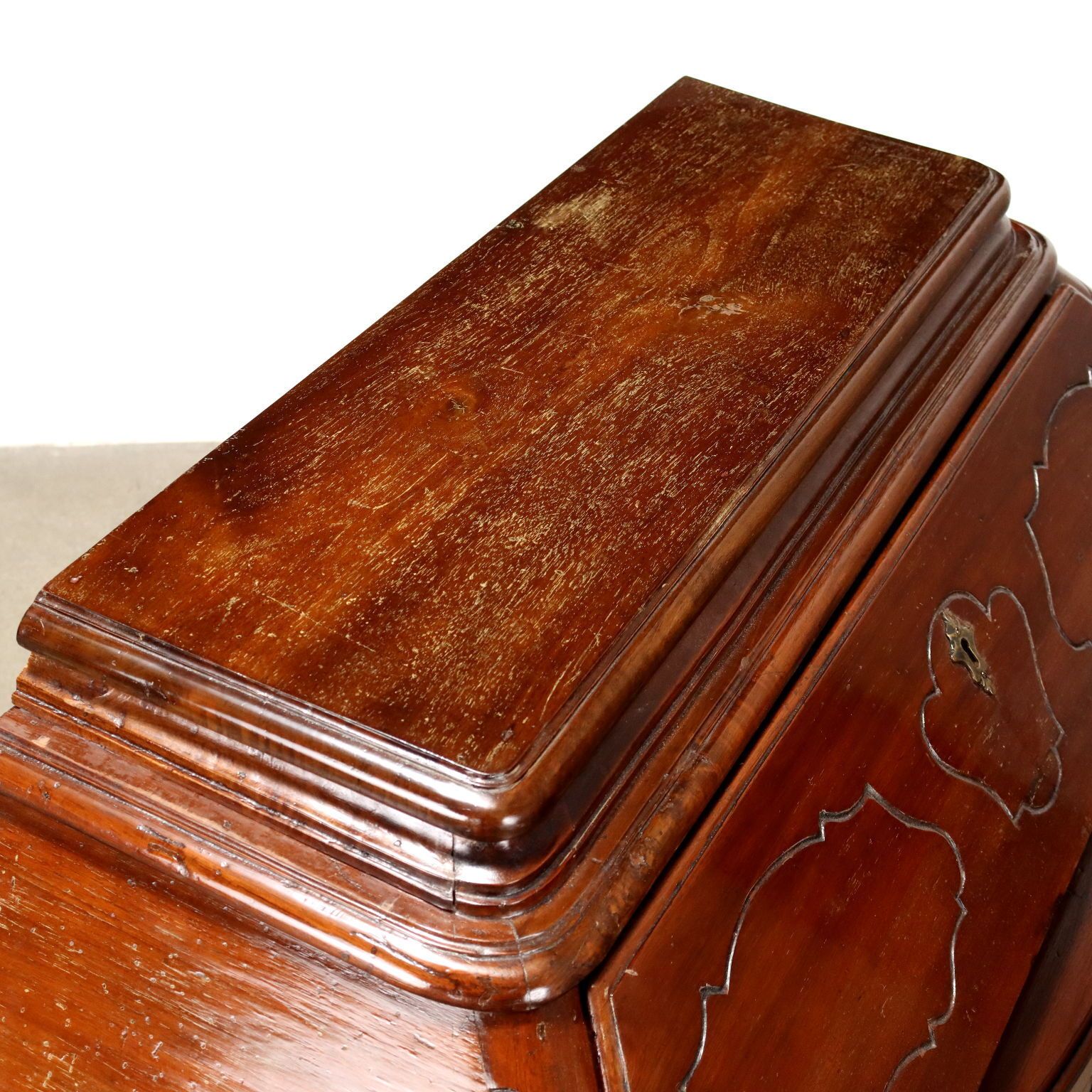 Antique Baroque Flap Cabinet Walnut Parma Italy XVIII Century photo for sale