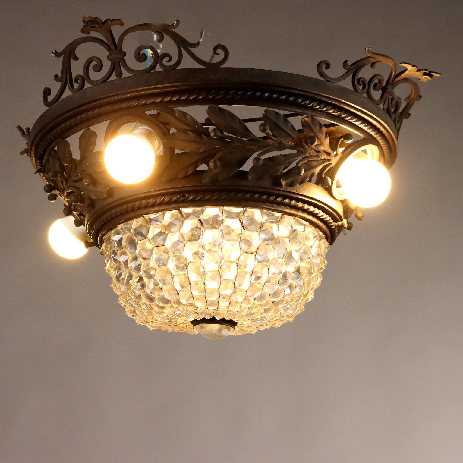 Chandelier Art Nouveau Wrought Iron XX Century photo for sale