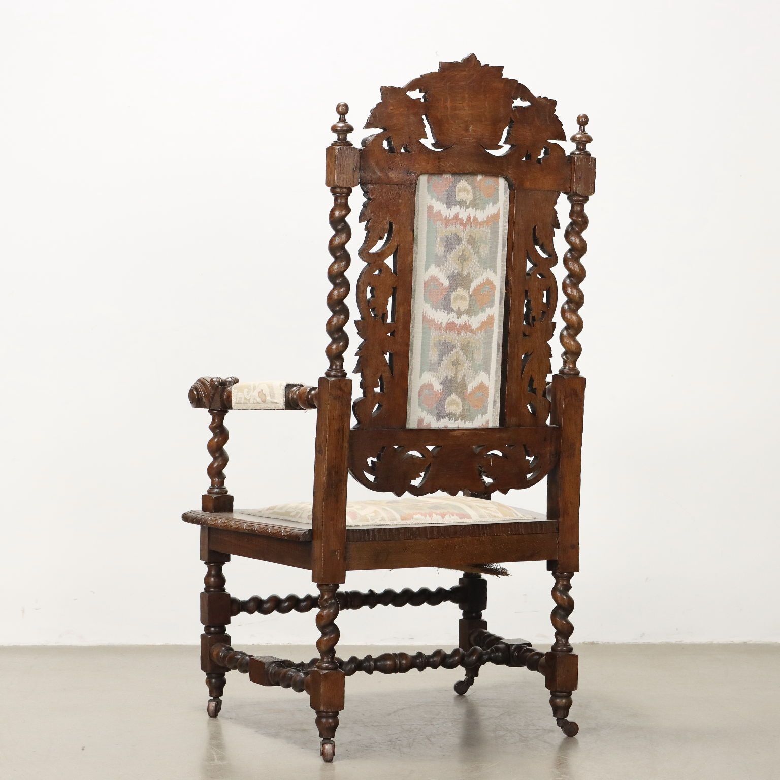 Antique Armchair Neo Renaissance Oak Fabric XIX XX Century photo buy