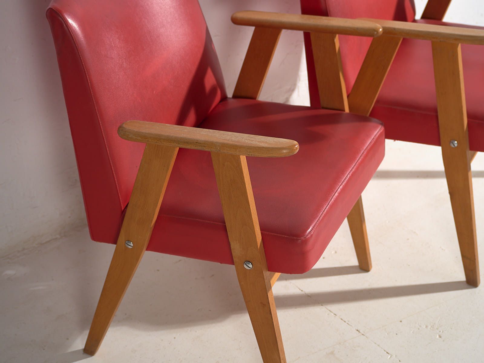 Red Vintage Style Armchairs (C.1960). Set Of 2 Pieces photo Furniture