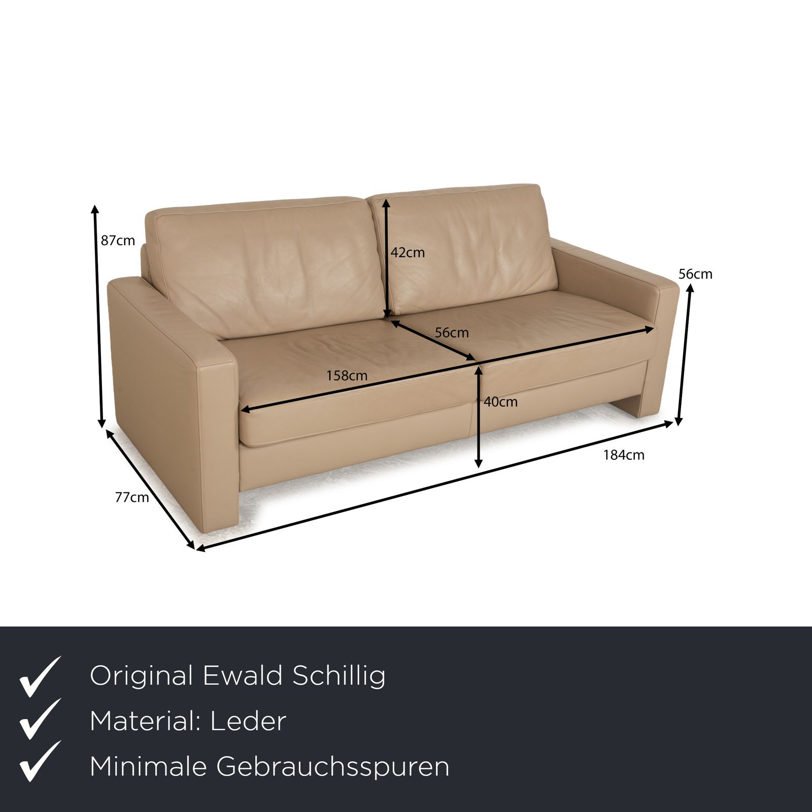 Canapé 3 places Ewald Schillig en cuir beige photo furniture