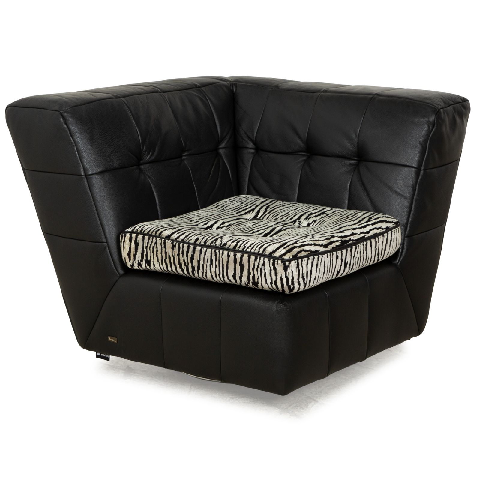 Bretz Tiziana Leren Fauteuil Zwart Stof Draaifunctie