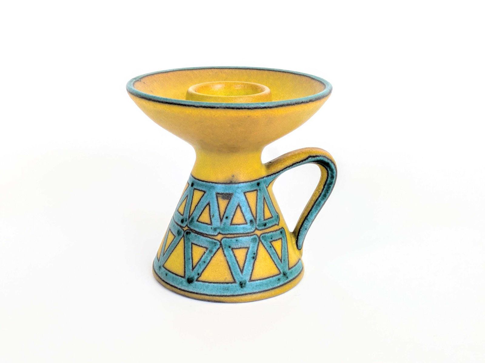Midcentury Ceramano Candle Holder | Model 401 Limone Decor Yellow & Turquoise Glaze | West German Pottery, 1960's