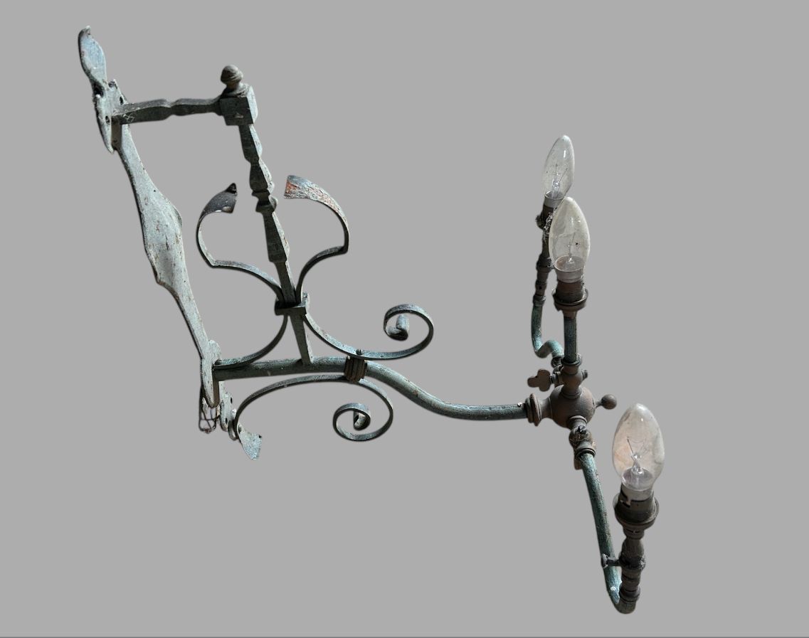 An Early Set Of Six Attractive And Unusual Triple Arm Wall Lightsr photo for sale