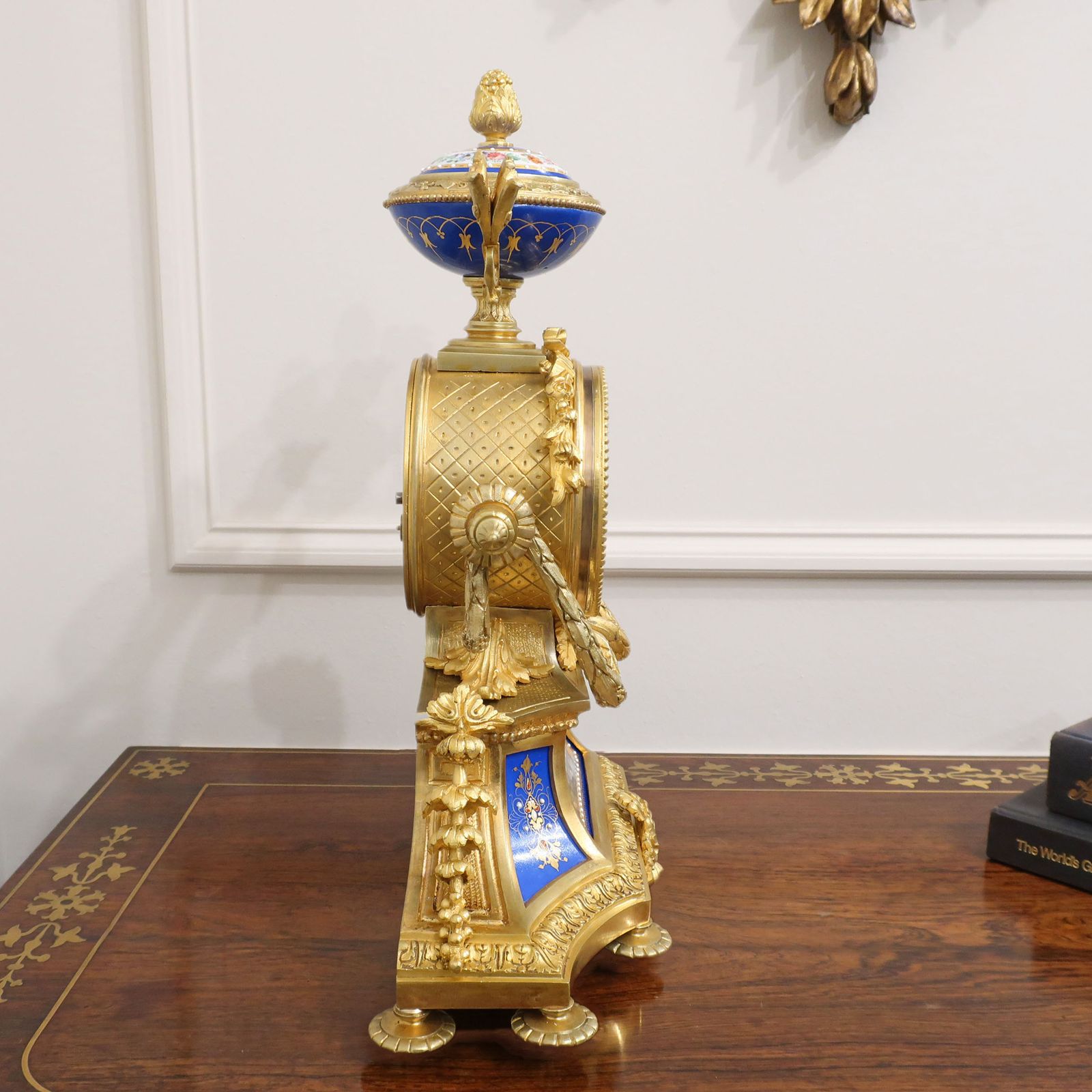 Home Decor French Louis XVI Style Bronze Gilt & Porcelain Mantel Clock By Japy Freres photo