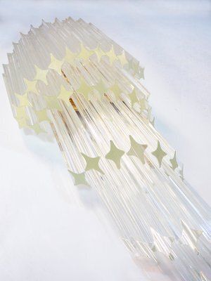 Gilt Brass & Crystal Chandelier By Paolo Venini For Camer, 1960s photo vinterior