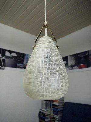 Mid Century Italian Brass And Glass Drop Pendant Lamp, 1950s