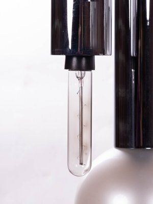photo vinterior 6 Light Chrome & Pearlized Glass Globe Ceiling Lamp By Motoko Ishii For Staff, 1970s