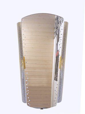 Mid Century Perforated Metal Backlit Mirror By Ernest Igl For Hillebrand Lighting, 1950s photo Home Decor